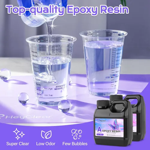Miniatura 4 de HeyClear Juego de resina epoxi con moldes para principiantes - 18 oz de resina súper clara y dura, juego completo de suministros para manualidades