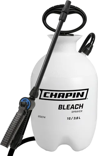 Chapin 20074: Fabricado en EE. UU. Pulverizador de lejía y desinfectante, 1 galón, boquilla cónica ajustable, compatible con soluciones de lejía y