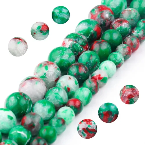 Miniatura 26 de Youngbling Cuentas de piedras preciosas naturales para la fabricación de joyas, cuentas de piedra lisa pulida de jade verde blanco pulido redondo