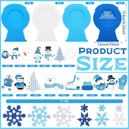Miniatura 4 de Ferraycle 232 Piezas Kit de Manualidades de Marcos de Fotos DIY de Invierno 32 Piezas de Marcos de Fotos de Nieve con 200 Calcomanías para Decorar