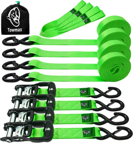 Miniatura 19 de Correas de trinquete retráctiles (paquete de 4) – Correas de trinquete autorretractables de 1 pulgada x 10 pies con bucles suaves, correas de amarre