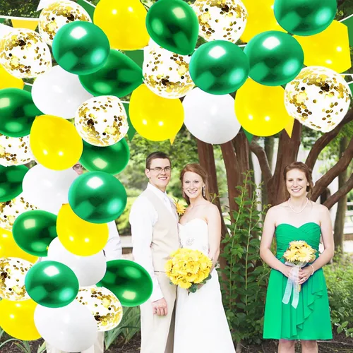 Miniatura 2 de Decoraciones de fiesta de graduación verde y amarillo 2026/decoraciones de graduación verde amarillo clase de 2026/globos verdes amarillos/ globo