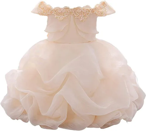 Vestido de princesa con lentejuelas bordadas con hombros descubiertos y lentejuelas para niñas pequeñas, vestidos de fiesta de dama de honor