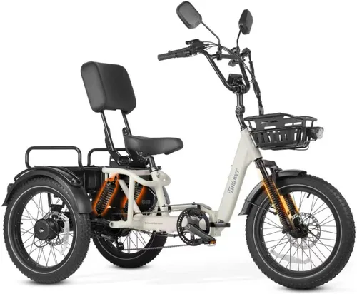 Miniatura 13 de Full Suspension Folding Electric Tricycle for Adults, Aluminum Alloy, Torque Sensor, 20MPH 100Miles 20×3 inch Fat Tire Electric Trike, 1200W 48V