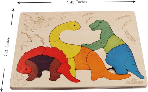 Miniatura 2 de Rompecabezas de madera Jurassic Rompecabezas de 15 piezas Dinosaurios para niños de 3 años en adelante