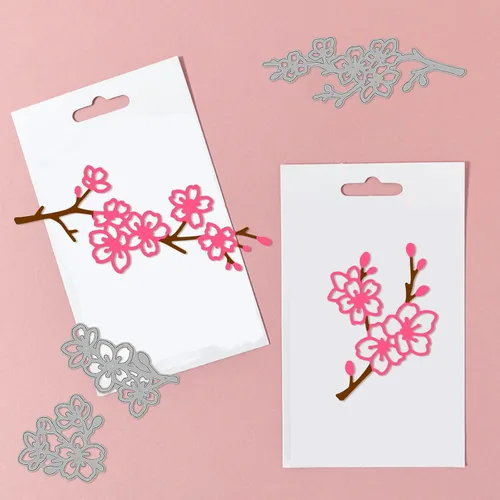 Miniatura 6 de GLOBLELAND Troqueles de corte de flores de cerezo para hacer tarjetas, flores, corte de rama, troqueles para bricolaje, álbumes de recortes, diario
