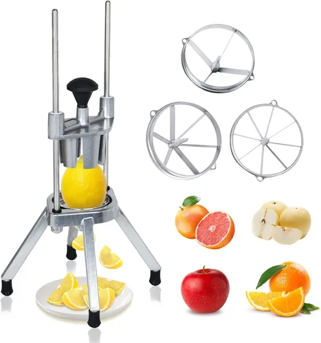 Hakka Commercial Easy Wedger - Cortador de limón con 3 cuchillas, cortador de frutas de acero inoxidable 4/6/8 para limones, limas, tomates, papas