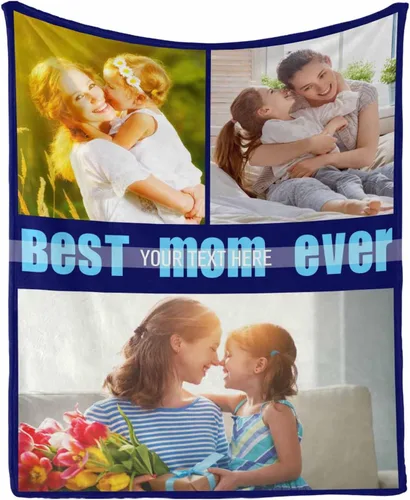Miniatura 13 de InterestPrint Manta con foto, regalos personalizados para mamá, manta de collage de fotos personalizada para mamá de hija e hijo para cumpleaños