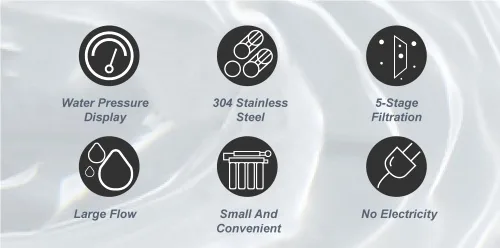 Miniatura 3 de Filtro de agua de acero inoxidable para fregadero, sistema de filtro de agua de ultrafiltración de 0.01 μm, reduce PFAS, PFOA/PFOS, fluoruro, cloro
