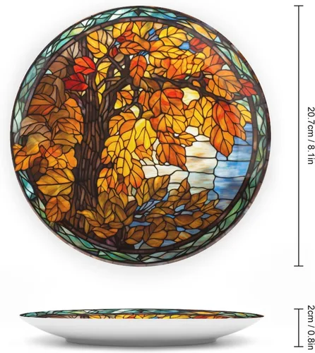 Miniatura 2 de Platos decorativos de otoño, diseño de vitrales, placa de exhibición de árbol de otoño para el hogar, oficina, cocina, decoración de mesa, platos