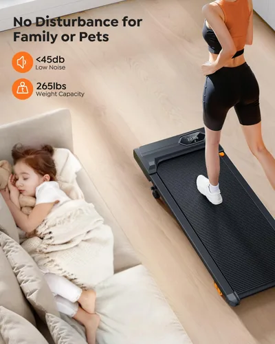 Miniatura 6 de ACEZOE Caminadora con 10% de inclinación, caminadora para debajo del escritorio, cintas de correr portátiles compactas para oficina en casa