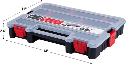 Miniatura 2 de Paquete de 2 cajas organizadoras de piezas pequeñas, organizador apilable de almacenamiento de accesorios con 20 compartimentos y divisores, a.