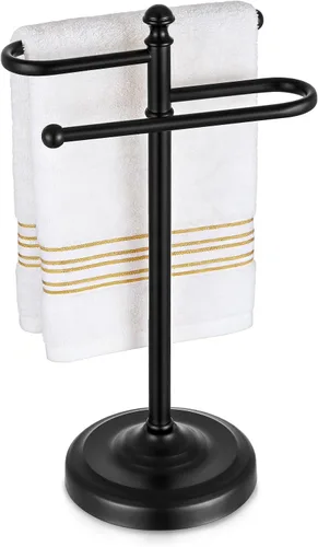 Toallero de mano, soporte para toallas de mano de acero inoxidable 304 para encimera de baño, cocina, base ponderada en forma de S de 14.5 pulgadas,