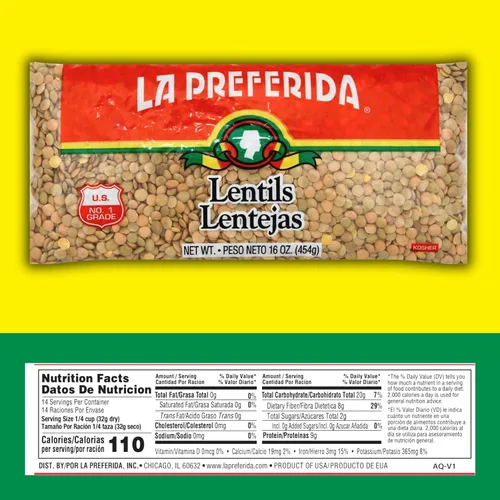 Miniatura 2 de La Preferida Mexican Foods, lentejas secas, Lentejas Secas, 16 onzas (paquete de 6)