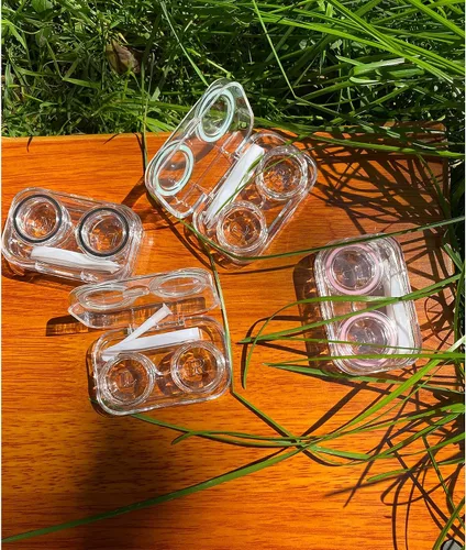 Miniatura 2 de 4 fundas para lentes de contacto, colorido soporte para lentes de contacto, kit de almacenamiento portátil para exteriores para viajes y hogar, claro