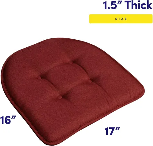 Miniatura 2 de Sweet Home Collection - Cojín de asiento de espuma viscoelástica y respaldo de caucho antideslizante con capitoné para silla, cojín en U, 17x16 Vino