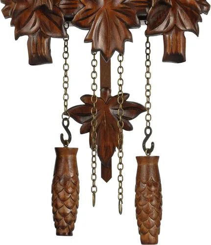 Miniatura 7 de Kintrot – Reloj de cuco, reloj de pared artesanal de madera de bosque negro tradicional con péndulo de hoja de arce, cuarzo, 12 melodías, sensor