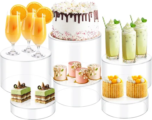 Miniatura 11 de 6 Piezas Elevadores de Buffet, Elevadores de Alimentos para Mesa de Buffet, Elevadores de Exhibición de Cubos Acrílicos con Parte Inferior Hueca