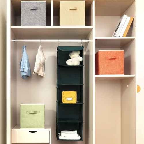 Miniatura 5 de Organizador de Cubos de Almacenamiento Contenedor 10.5" x 10.5" x 11" Cajas Grandes Canasta de Tela con Asas para Organizar Estantes Armario Ropa