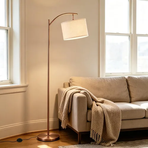 Lámpara de pie para sala de estar, lámpara de pie, lámpara de pie con pantalla de lino para decoración del hogar, oficina, dormitorio (bombilla Oro
