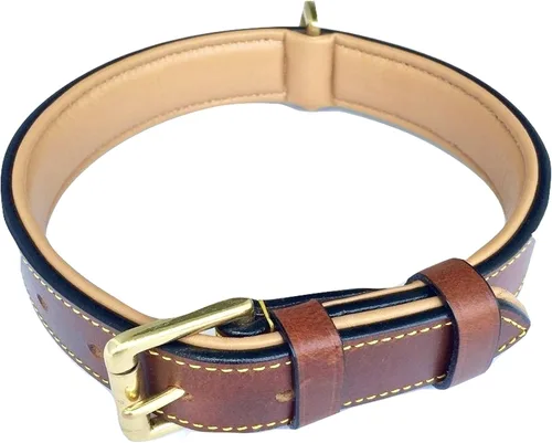 Miniatura 17 de Collares suaves al tacto, de cuero acolchado, collares de lujo para perro, L, Negro