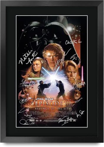 Miniatura 20 de HWC Trading Star Wars Episodio 1 La Amenaza Fantasma Regalos Presentación Impresa Autografiada Montaje para Fans de Recuerdos de Películas - 16" x
