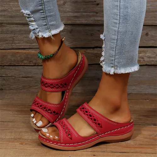 Miniatura 81 de Ladmiple Sandalias ortopédicas florales de moda 2023 con soporte de arco, zapatillas romanas casuales con puntera abierta