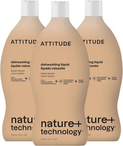 Miniatura 28 de ATTITUDE Jabón para Platos, Verificado por EWG, Líquido para Lavar Platos a Base de Plantas y Vegano, De Origen Natural, Aroma a Ralladura