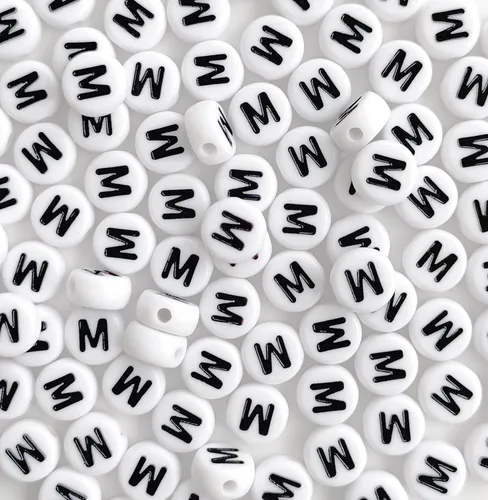 Miniatura 22 de 100 cuentas de letra, cuentas redondas blancas acrílicas del alfabeto de 0.157 x 0.276 pulgadas (0.157 x 0.276 in), cuentas vocales de letra A
