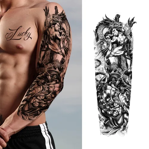 Miniatura 4 de Manga de Tatuajes Temporales de Animales, 8 Hojas de Tatuajes Temporales Grandes, Manga Completa de Tatuajes Temporales para Mujeres, Tatuajes