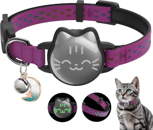 Miniatura 10 de AirTag - Collar de gato reflectante compatible con Apple AirTag de 1ª y 2ª generación, soporte oculto con campana, correa ligera resistente al agua