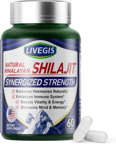Himalayan Shilajit Cápsulas equilibran las hormonas, aumentan la inmunidad, mejoran la vitalidad y la memoria, suplemento de alta potencia con