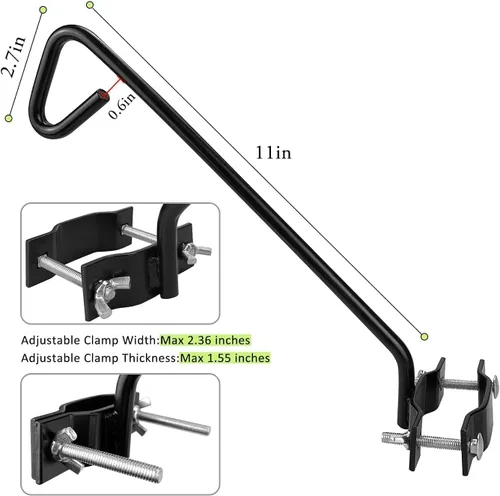 Miniatura 3 de MIXXIDEA Kit de montaje para colgar en riel de cubierta de valla de 11 pulgadas de largo, gancho decorativo resistente para comederos de pájaros