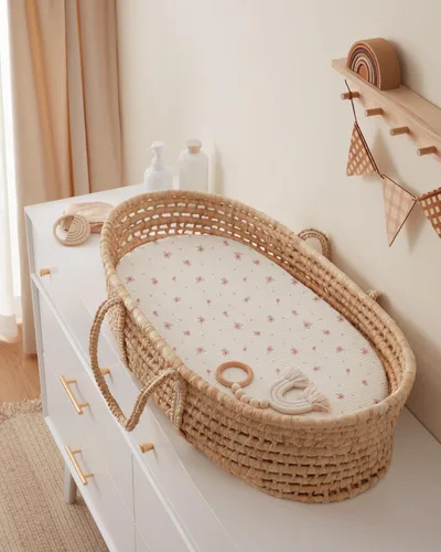 Miniatura 138 de Blissful Diary Sábanas de muselina para cuna para niñas, sábana de bebé de algodón suave bohemio para colchón de cuna estándar de 52 x 28 pulgadas