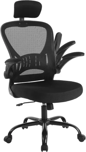 Miniatura 9 de Youhauchair Silla de oficina de malla, sillas ergonómicas de escritorio de oficina en casa con brazos abatibles y soporte lumbar, altura ajustable