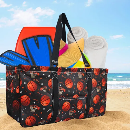 Miniatura 132 de NGIL Bolsa de comestibles reutilizable extra grande plegable de gran tamaño para comestibles, almacenamiento, picnic, playa, Bronco-negro occidental