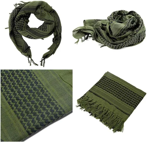 Miniatura 5 de Bufanda gruesa de 100 % algodón tipo shemagh o keffiyeh militar de táctica árabe para el desierto, para mujeres y hombres, 43 x 43 pulgadas
