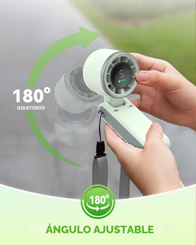 Miniatura 8 de PlayHot Ventilador de Mano Portátil Turbo, 5 Velocidades de Viento, Operado con Batería, Hasta 12 Horas de Funcionamiento, Ventilador de Mano 3 EN 1