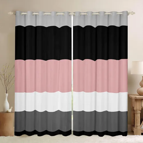 Miniatura 16 de Cortinas opacas de 38 pulgadas de ancho x 45 pulgadas de largo, cortinas opacas de triángulo geométrico naranja, negro, gris claro, cortinas