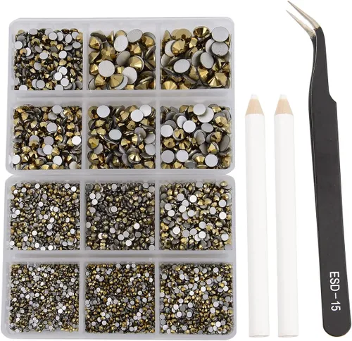 Miniatura 68 de NCB 288 diamantes de imitación de cristal redondos para arte de uñas, con parte trasera plana, para hacer accesorios de bricolaje, zapatos, ropa