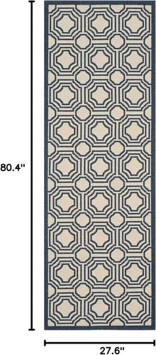 Miniatura 3 de SAFAVIEH Alfombra lavable para exteriores, colección Patio de 2.3 x 6.7 pies, beige y azul marino, no desprende pelusa y es fácil de limpiar, ideal