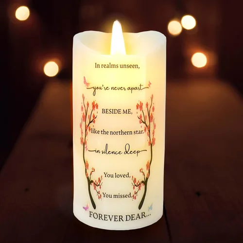 Miniatura 8 de Skywin Velas conmemorativas sin llama para difuntos (Miss You), 5.9 x 2.7 pulgadas, velas LED conmemorativas para la pérdida de seres queridos