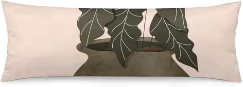 Miniatura 8 de Funda de almohada corporal, estilo bohemio, abstracto, con hojas de Monstera tropicales, para cama, tamaño grande, suave, estilo mediados de siglo
