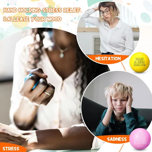 Miniatura 5 de Libima 50 bolas motivacionales para el estrés a granel de 1.57 pulgadas de espuma pequeña colorida con citas inspiradoras para aliviar el estrés