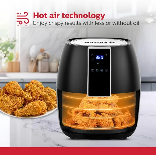 Miniatura 3 de Holstein Housewares 3.7QT Freidora de aire digital. Tecnología de aire caliente y revestimiento antiadherente libre de PFOA para usar menos aceite