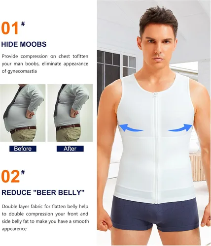 Miniatura 4 de Wonderience Camisetas de compresión para hombre, camiseta sin mangas con cremallera