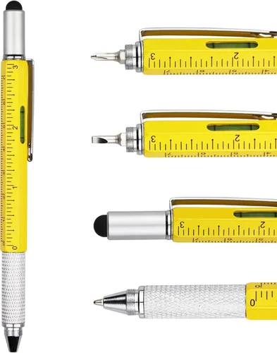 Miniatura 11 de DUNBONG Bolígrafo de metal multiherramienta 6 en 1, con destornillador, tinta negra, lápiz capacitivo, nivel y regla, 1 unidad (negro)
