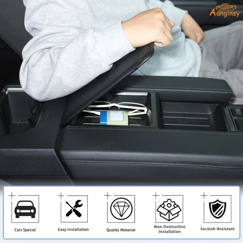 Miniatura 5 de Aunginsy Funda para caja de almacenamiento oculta compatible con Toyota Tundra 2022 2023 2024 2025 2026, bandeja organizadora de consola central