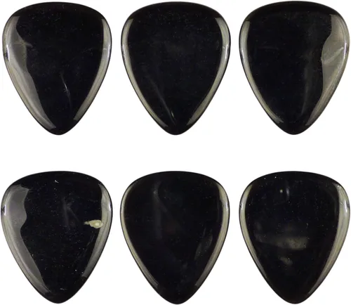 Miniatura 48 de Púa de guitarra o bajo de Obsidiana de Caoba en vidrio volcánico - 3.0 mm de calibre ultra pesado - Forma 351 - Púa exótica artesanal de gema