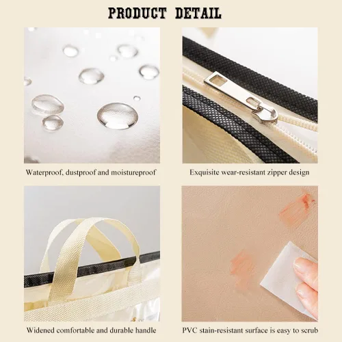 Miniatura 3 de fazhongfa 2 bolsas para el polvo para bolsas, organizador de almacenamiento de bolsos transparentes, no tejidas, bolsa colgante con cremallera y asa